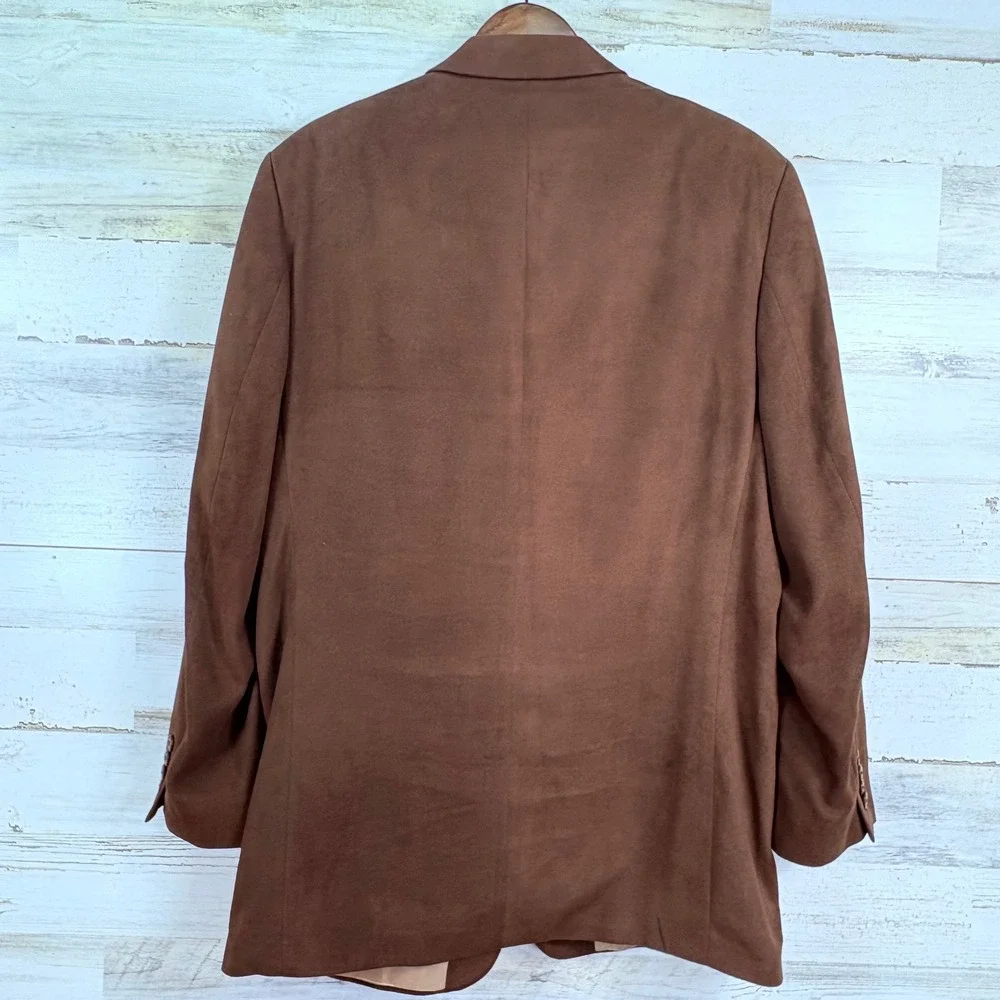 Chaps Ralph Lauren Brown Suede Microfiber Blazer Jacket Sport Coat Mens Size 42T